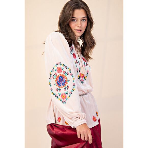 1N3***Easel Velvet Top with Embroidery - available in S-L & 1X-3X - Picture 4 of 4